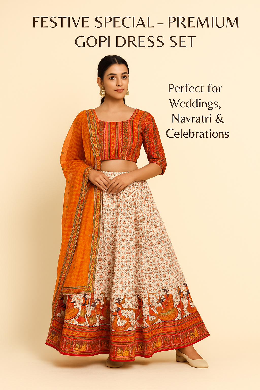 DANDIA print Gopi Drass with premium cloth