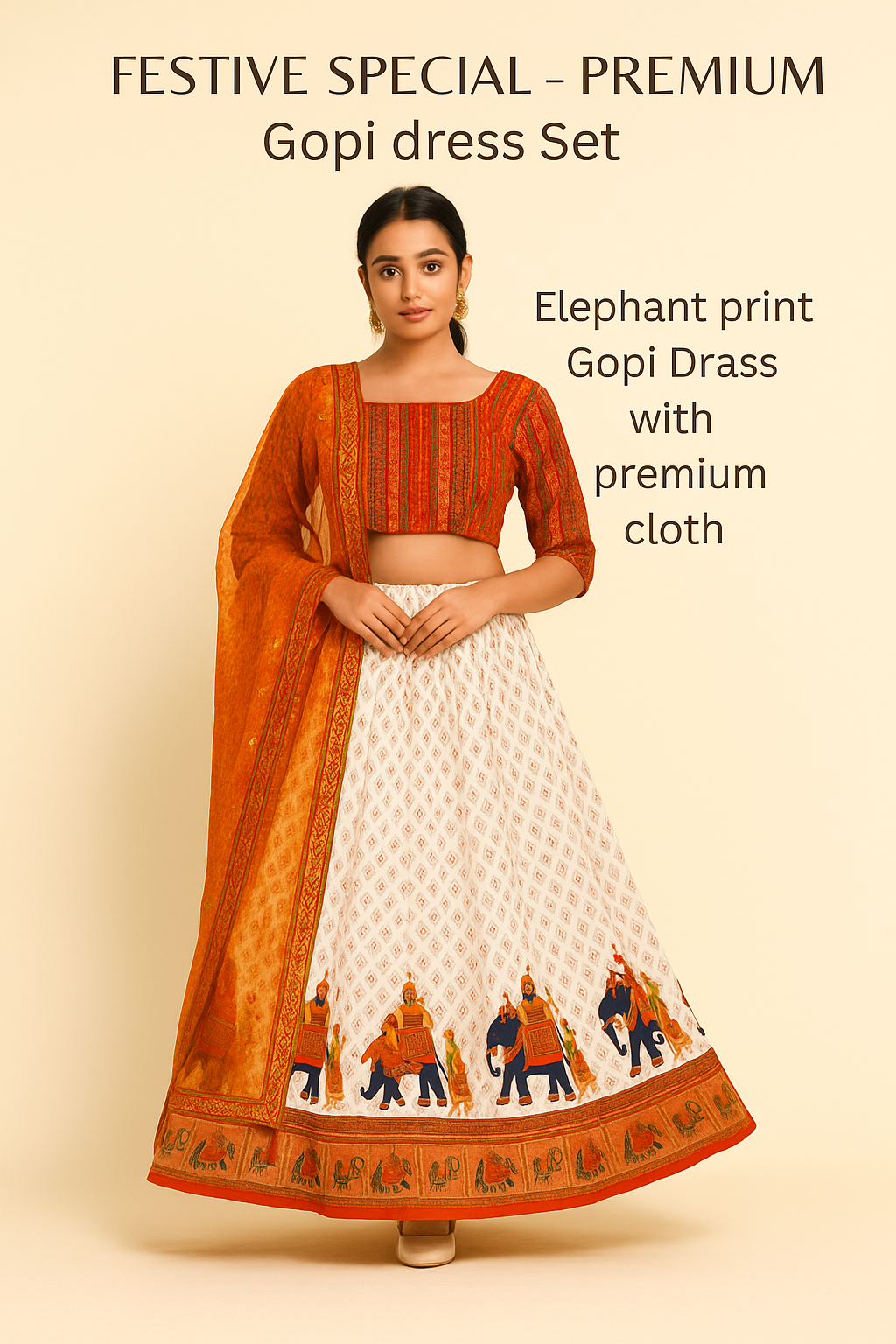Elephant print Gopi Drass with premium cloth