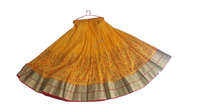 Traditional Yellow Floral Gopi Skirt