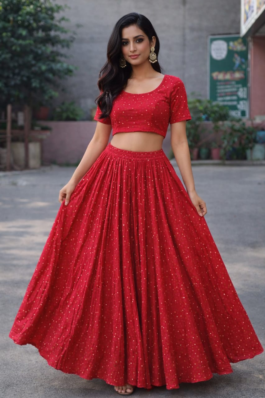 Ruby Sparkle Red Lehenga
