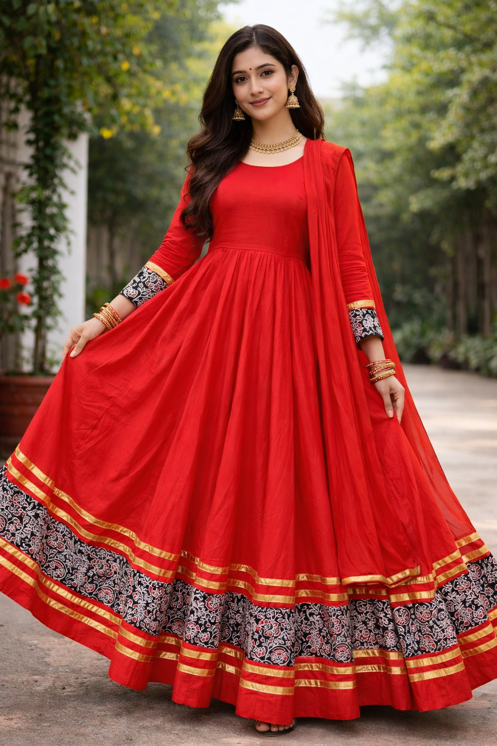 Royal Crimson Gopi Anarkali Dress