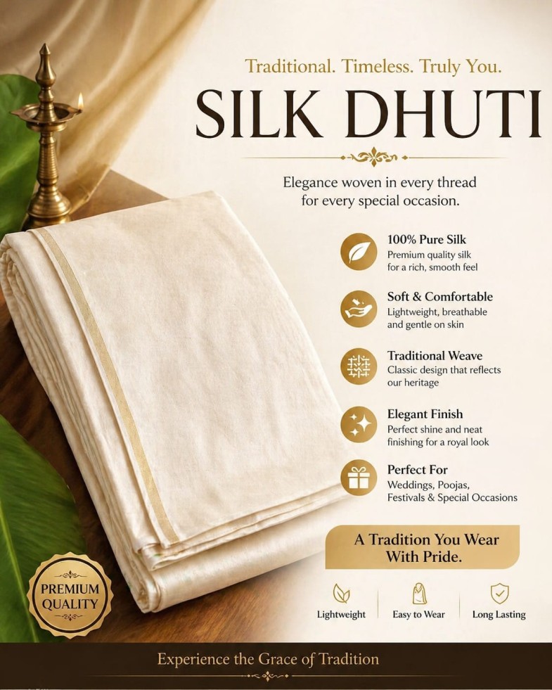 Premium Silk Dhuti 4.5 Meter with Kurta Set – Traditional Elegant Wear